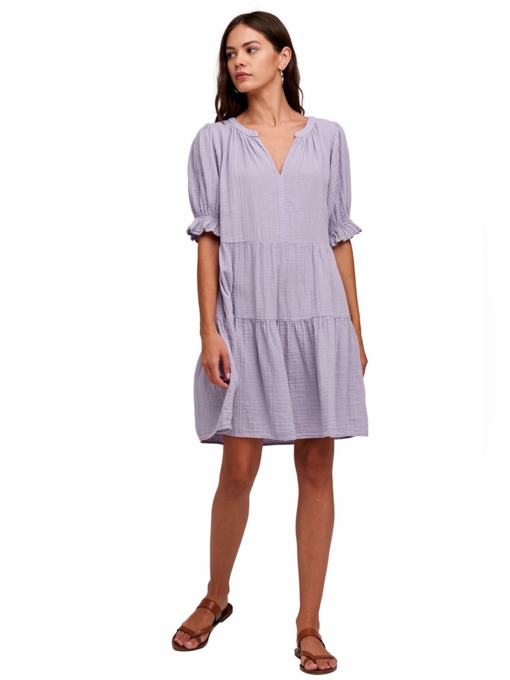 VELVET by GRAHAM & SPENCER Clarissa Cotton Gauze Dress with Ruffle Lilac